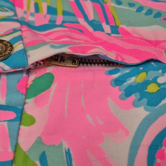 NWT Lilly Pulitzer Buttercup Pink/Blue Tropical Vacation Stretch Shorts Size 0 - Picture 5 of 9